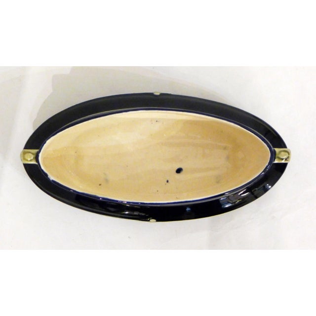 Art Deco mantel set: set of three pieces, 2 tapered cylindrical vases, with swollen base, and an oval planter Vase: 15 x 6...