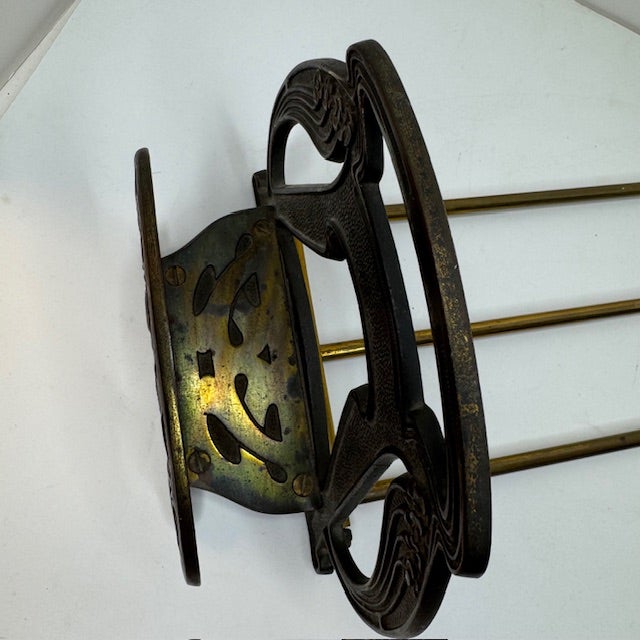 Antique Art Nouveau Expandable Brass Book Rack With Figural Maiden Motifs, C. 1900 For Sale - Image 15 of 18