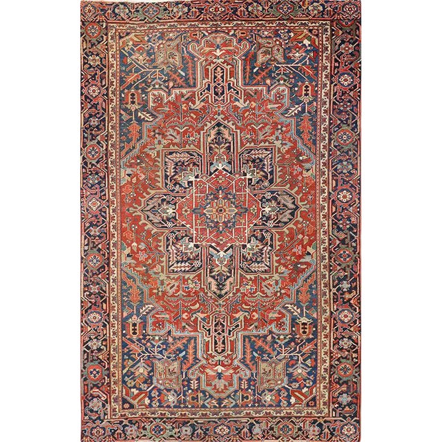 1930s Vintage Persian Heriz Area Rug 8'3" X 11'6" For Sale