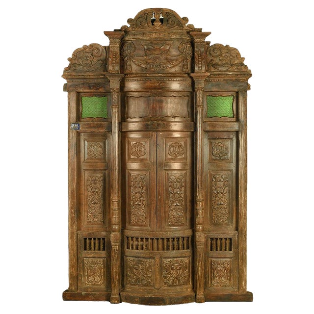 Carved Wooden Door, 1850s For Sale