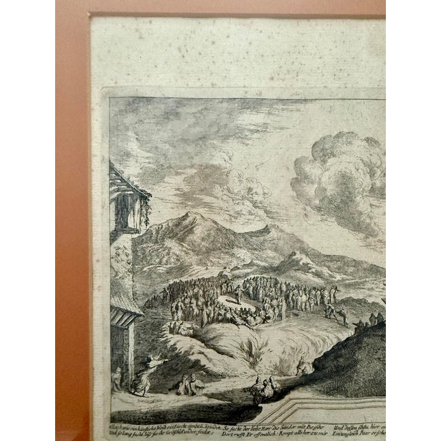 Grand Tour Rare Original 1687 Biblical Scene Copper Plate Engraving With Classical Architecture For Sale - Image 3 of 9
