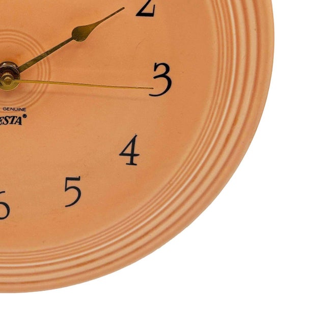 1950s Pink "Apricot" Fiestaware Ceramic Plate Wall Clock by Homer Laughlin For Sale In Los Angeles - Image 6 of 8