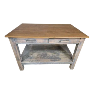 Antique English Island Block With Two Drawers