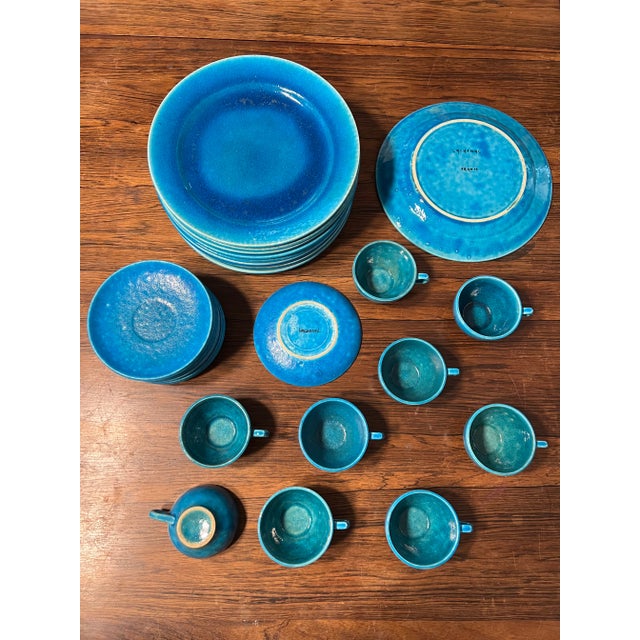 Turquoise 1910s Edmond Lachenal Turquoise Dinnerware Set- 32 Pieces Amazing! Off to Rago Spring Auctions For Sale - Image 8 of 12