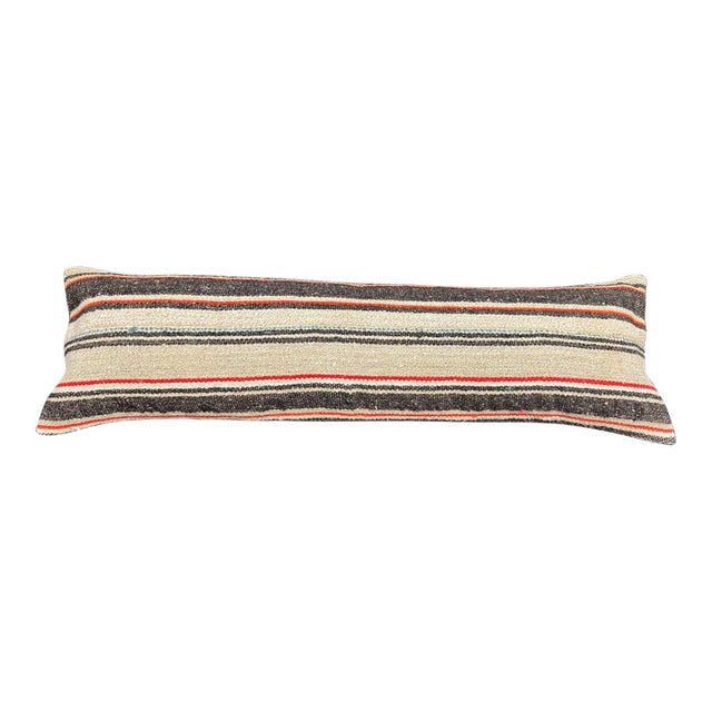 Turkish Hemp Pillow Cushion Natural Beige Black Cushion Cover 14x40 For Sale
