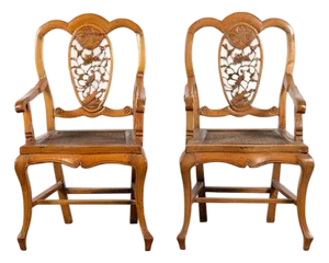 Chinese Qing Dynasty 19th Century Armchair with Carved Medallion, Sold Each
