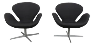 Fritz Hansen Denmark Danish Modern Mid Century Black Swan Chairs a Pair 5379