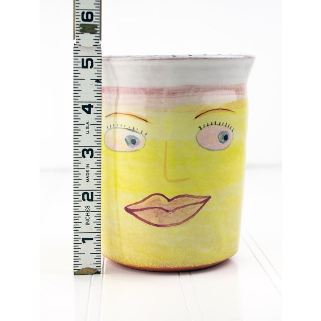 Listed Artist Amy Sabrina 1999 Postmodern Pottery Vase — Happy \ Sad Vessel For Sale - Image 11 of 11