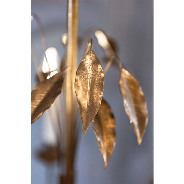 Metal Mid 20th Century French Gilt Metal Maison Charles Inspired Six-Light Chandelier with Swoop Arms For Sale - Image 7 of 9