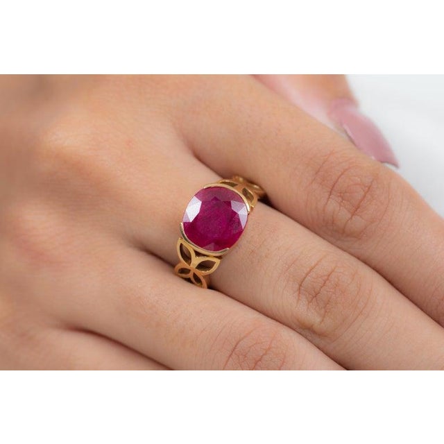4.6 Carat Ruby Cocktail Ring With Engraved Ring (All Sizes Available) For Sale - Image 12 of 12