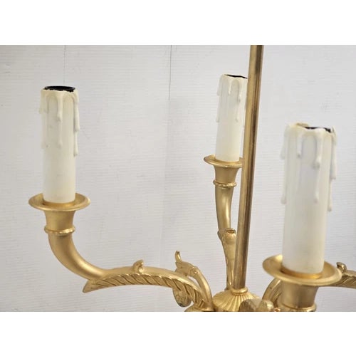 Vintage Laudarte SRL Italy Made Gilt Brass Candelabra Marble Table Lamp For Sale - Image 9 of 16