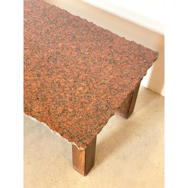 Poplar Wood & Granite Coffee Table, 1970s For Sale - Image 5 of 8