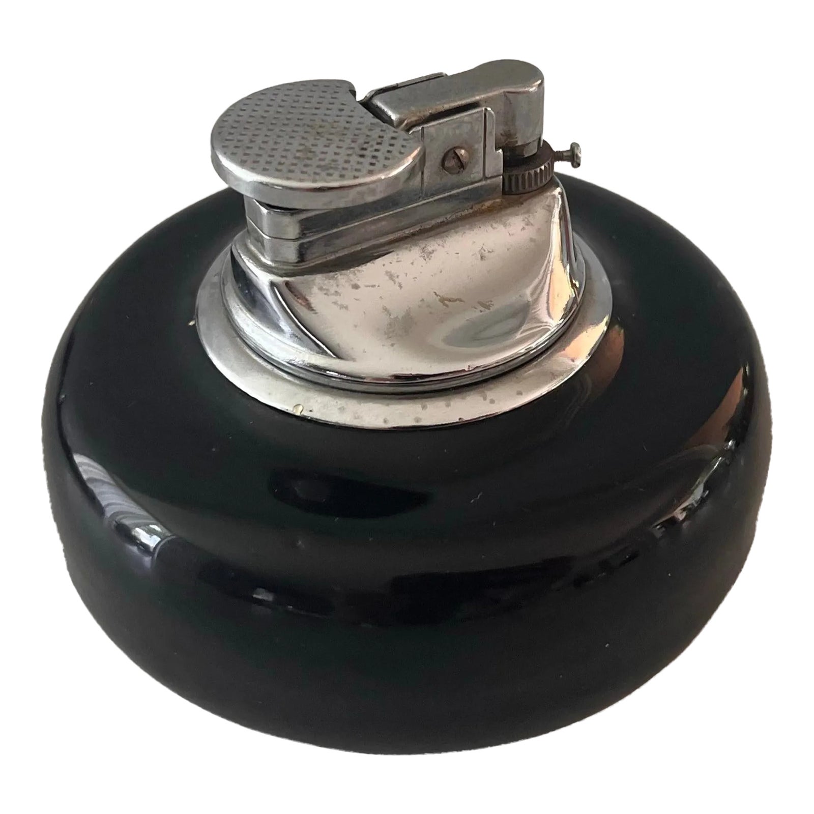 Vintage Black Ceramic Table Lighter | Chairish