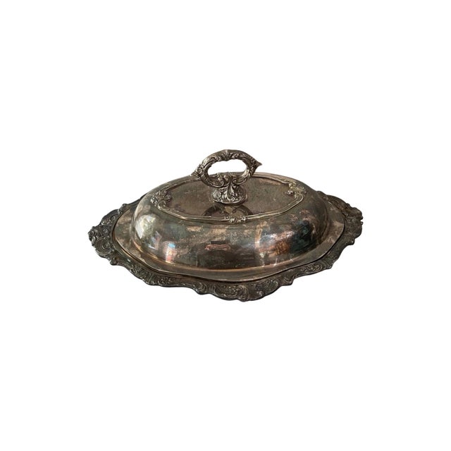 Wallace Baroque 287 Silver Plate Covered Dish Converts to 2 Servers Ornate Vintage For Sale - Image 10 of 12