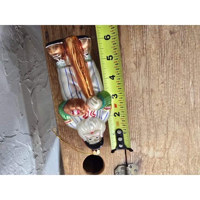 Glass 1990s Authentic Inge-Glas Germany Hand-Blown Glass Baseball Santa Ornament For Sale - Image 7 of 10