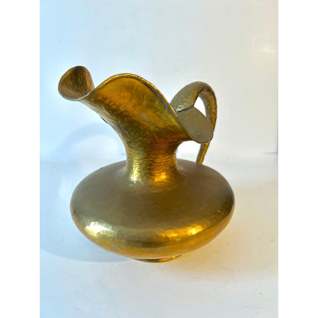 Italian Egidio Casagrande Hammered Brass Pitcher For Sale - Image 9 of 11