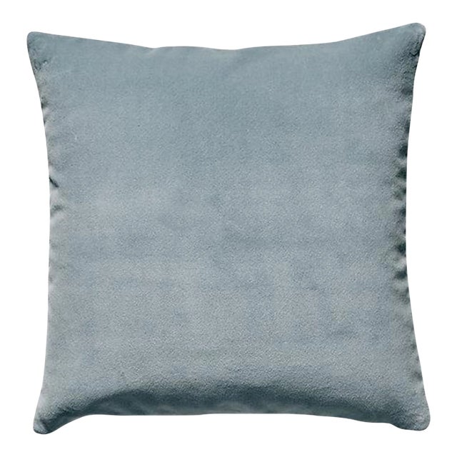 The House of Scalamandré Torino Velvet Pillow, Steeple Gray For Sale