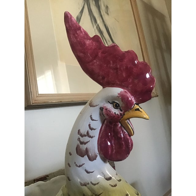 Ceramic Very Large Vintage 1960s Italian Hand Painted Porcelain Rooster Planter For Sale - Image 7 of 9