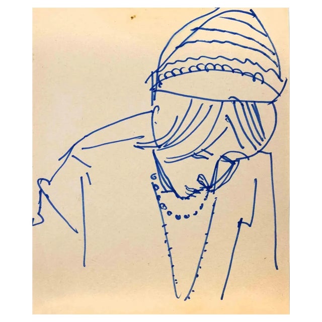 Reynold Arnould, Portrait of Woman, Ink Drawing, 1979 For Sale