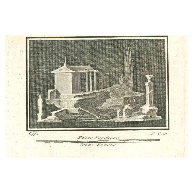 Francesco Cepparuli, Ancient Roman Landscape, Etching, 18th Century For Sale