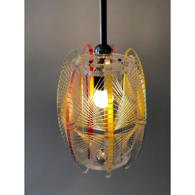 Mid-Century Acrylic & Mono Filament Pendant Lamp with Color Accents, Czech Republic, 1950s For Sale - Image 10 of 11