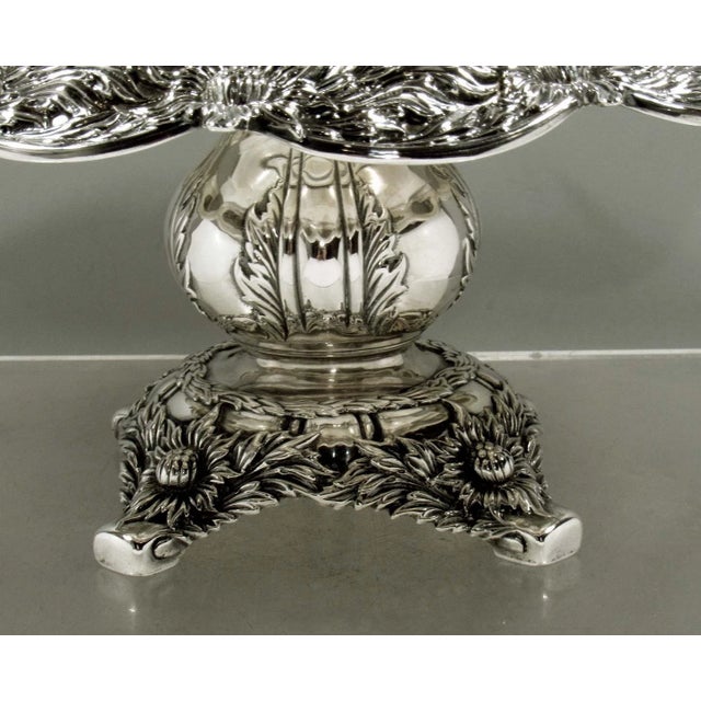 Tiffany and Co. Late 19th Century Tiffany & Co. Sterling Silver Chrysanthemum Tazza, C. 1895 For Sale - Image 4 of 8