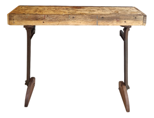 Industrial Console Table in Oak and Cast Iron, 1960s