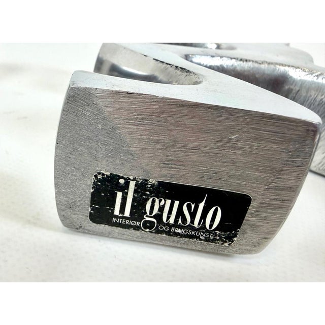 Vintage Aluminium Bookends from Il Gusto Brugskunst, 1990s, Set of 2 For Sale - Image 6 of 7