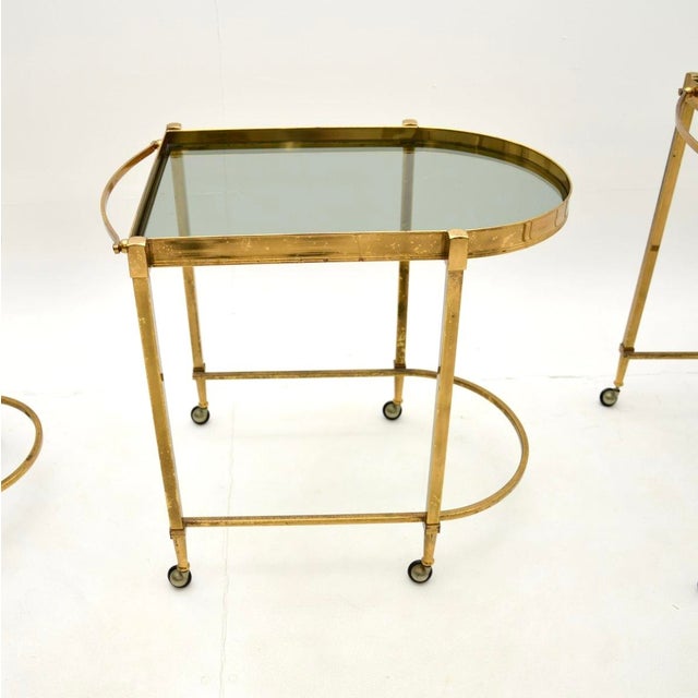 Gold Vintage Italian Nesting Tables in Brass, 1970s, Set of 3 For Sale - Image 8 of 13