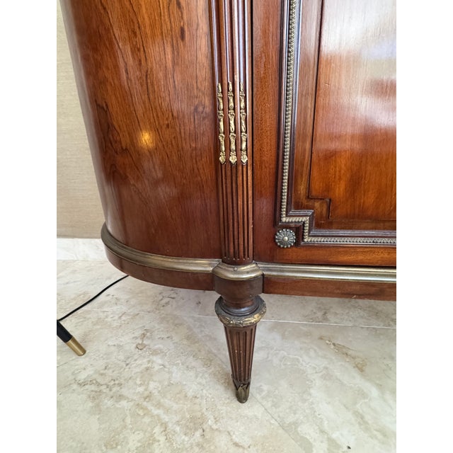 Wood French Louis XVI Mahogany Sideboard / Server / Buffet / Credenza With Mirror, Marble Top and Bronze Details C. 1890-1900 For Sale - Image 7 of 15