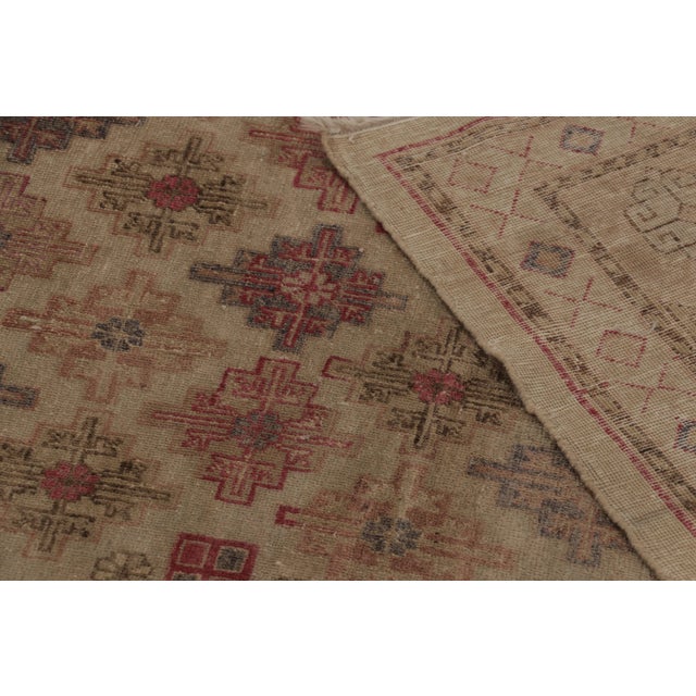 Beige Antique Khotan Rug, Beige and Pink Floral Geometric Pattern - Rug & Kilim For Sale - Image 8 of 8