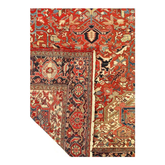 Traditional 1920s Fine Hand Knotted Persian Antique Serapi For Sale - Image 3 of 12
