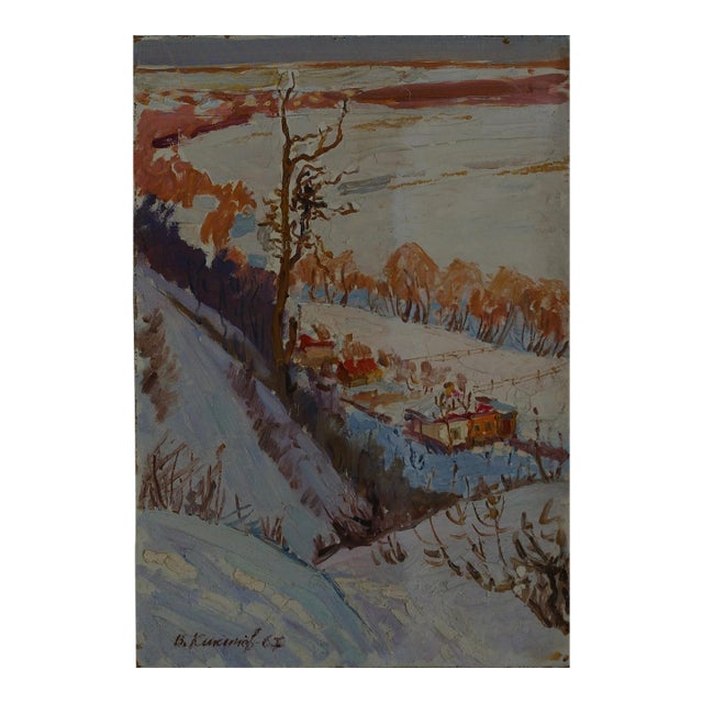 Winter Landscape Oil Painting, Soviet Ukrainian Art, 1967 50-35 For Sale