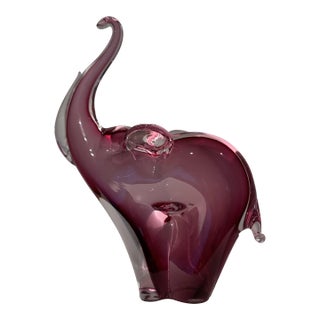 Pink Murano Glass Elephant For Sale