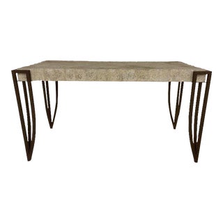 Scalloped Edge Console With Coral Top and Copper Legs For Sale