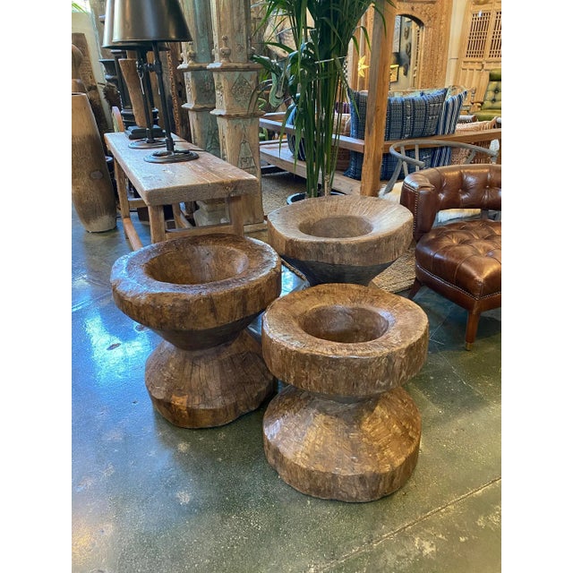 Vintage Naga Wood Rustic Pestle Pot For Sale - Image 4 of 4
