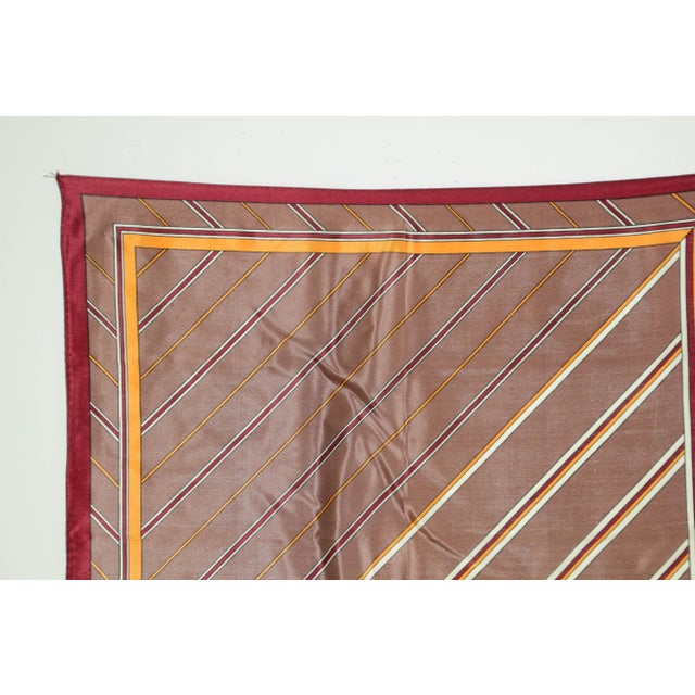 Oscar de la Renta Brown Silk Scarf Pocket Square Handkerchief For Sale - Image 9 of 12