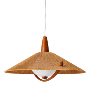 Elm and Sisal Cord Weave Hanging Lamp from Temde Leuchten,1960s