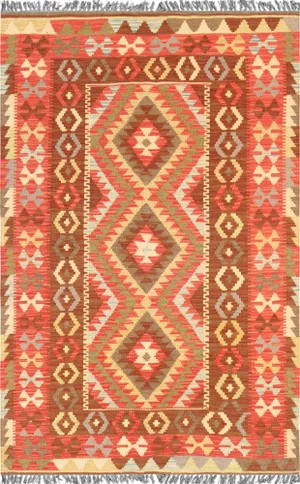 Vintage Kilim Multicolor Rug, 3' 3" X 5' 1"