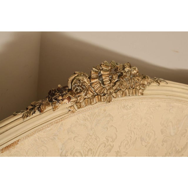 Antique French Louis XVI Style Painted & Upholstered Full Size Bed Frame For Sale - Image 14 of 18