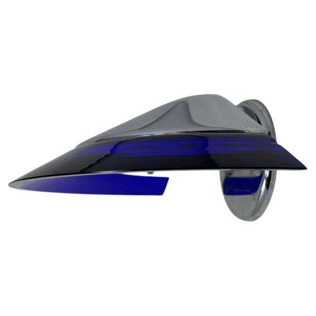 Postmodern Italian Cobalt Blue Murano Glass & Chrome Wall Sconce, 1980s 1 of 7 For Sale - Image 12 of 17