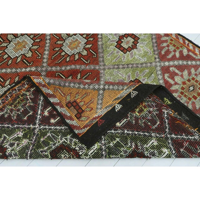 Vintage Turkish Embroidered Kilim Rug - 79" X 113" For Sale - Image 12 of 12