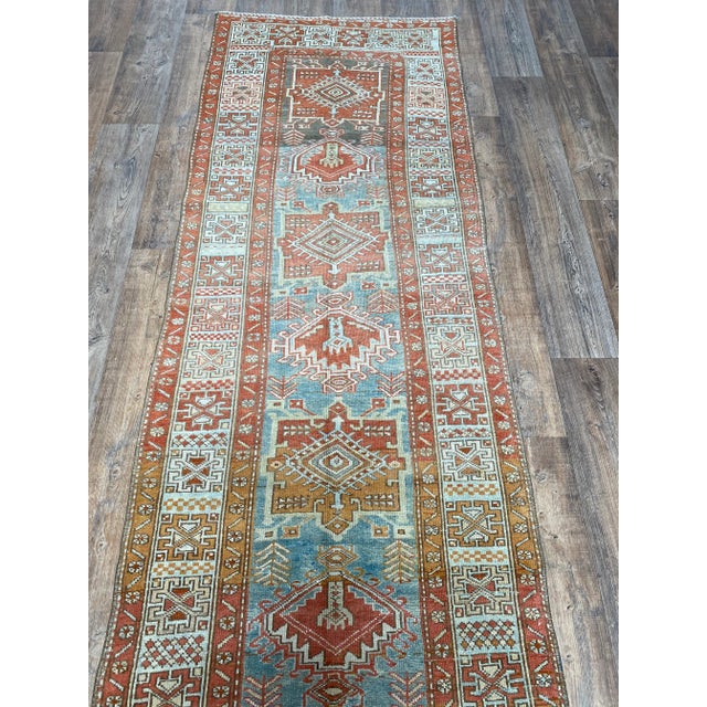 Tribal Bellwether Antique Heriz Runner For Sale - Image 3 of 5