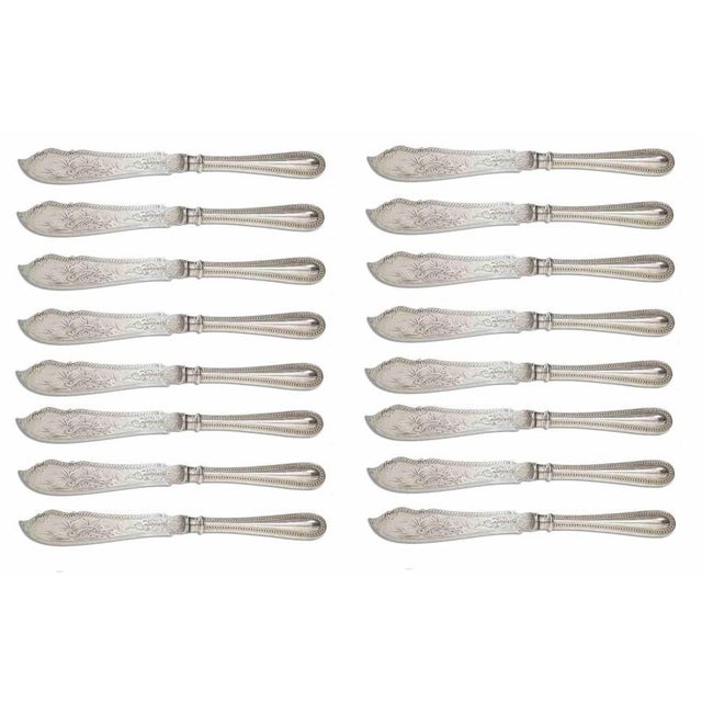 Antique Silver Plate Knife Set from John Gough, Birmingham, 1870s, Set of 61 For Sale - Image 3 of 6