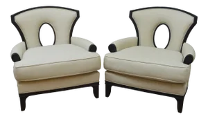 Pair Barbara Barry for Henredon Upholstered Arm Chairs