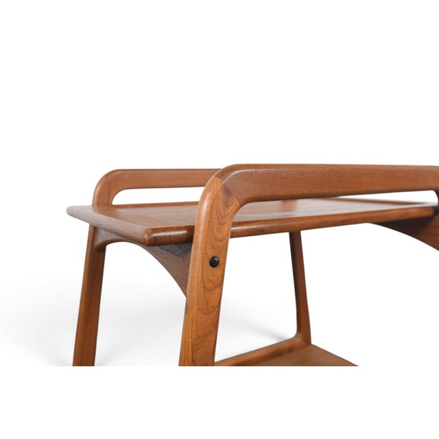 Wood Mid 20th Century Danish Modern Flip Top Bar Cart in Teak + Cream Laminate For Sale - Image 7 of 11