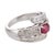 Mid 20th Century Vintage Ruby Diamond 18k White Gold Bypass Ring, Size 6.5 For Sale - Image 5 of 5