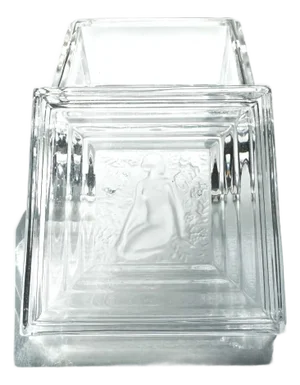 Vintage Lalique ‘Duncan’ Crystal Square Signed Box