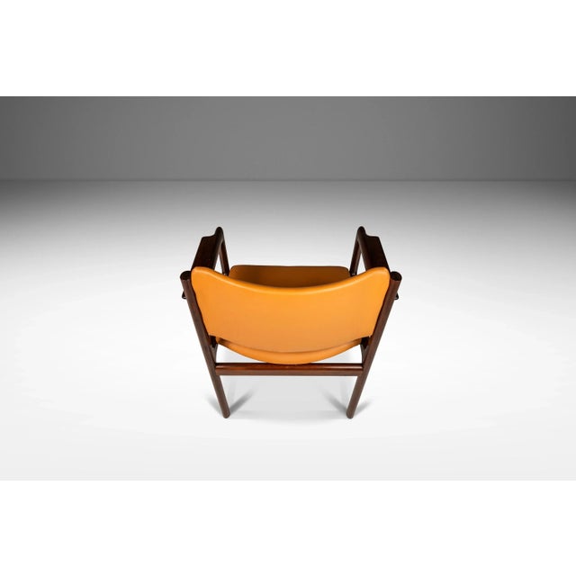 Set of Two 2 Danish Modern Arm Chairs in Solid Mahogany & Caramel Leather by Danish Overseas Imports, C. 1960s For Sale - Image 4 of 12