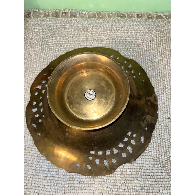 Mid-Century Modern Mid-Century Brass Hand Painted Floral Design Decorative Bowl For Sale - Image 3 of 9